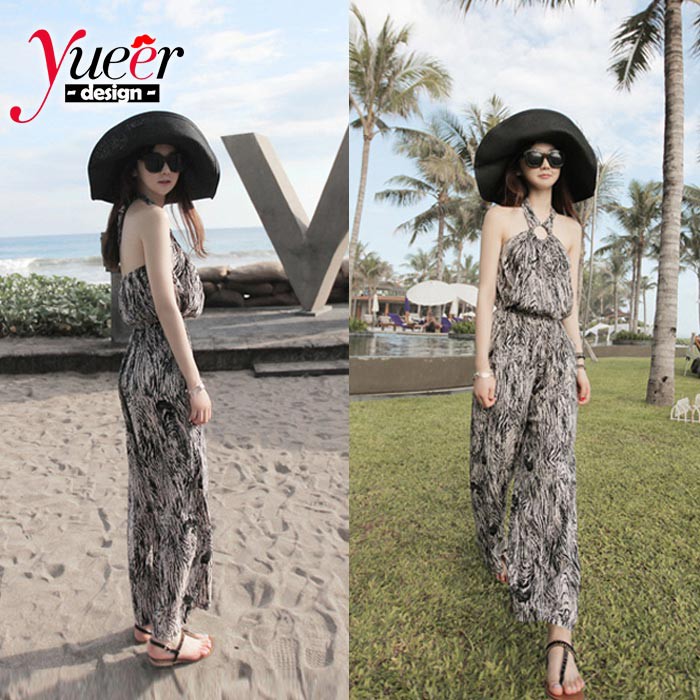 Jumpsuit Đi Biển Phong Cách Bohemian One Piece Size S-Xl