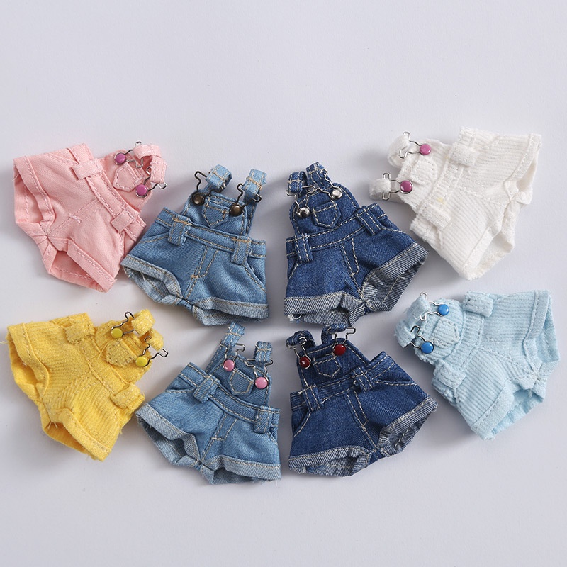 Jumpsuit Denim cho búp bê Ob11 1/12BJD16cm