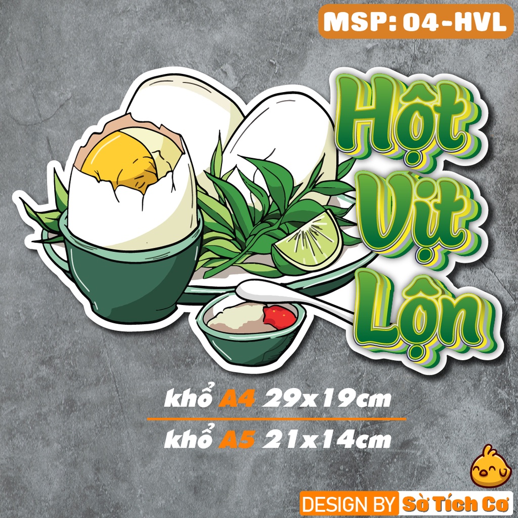 Decal Hàng Rong trang trí quán ăn vặt, bán vỉa hè... Bánh Tráng Trộn, Tráng Nướng. Hột vịt lộn, Cá Viên Chiên MSP: HR01