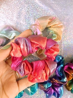 Chun buộc tóc scrunchies hologram siêu chất!