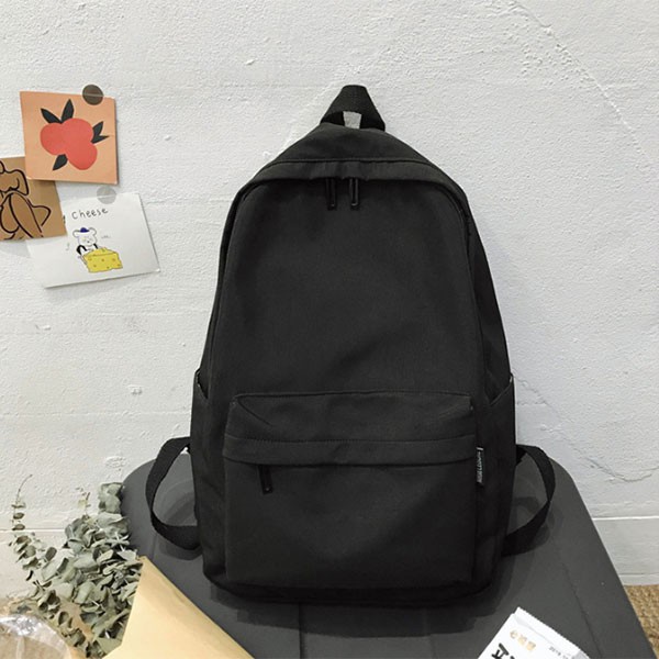 Balo Ulzzang kiểu Hàn Quốc chống nước đi học đi chơi nam nữ vải dù trơn đen nhiều màu form dáng đẹp - Hàng nhập khẩu