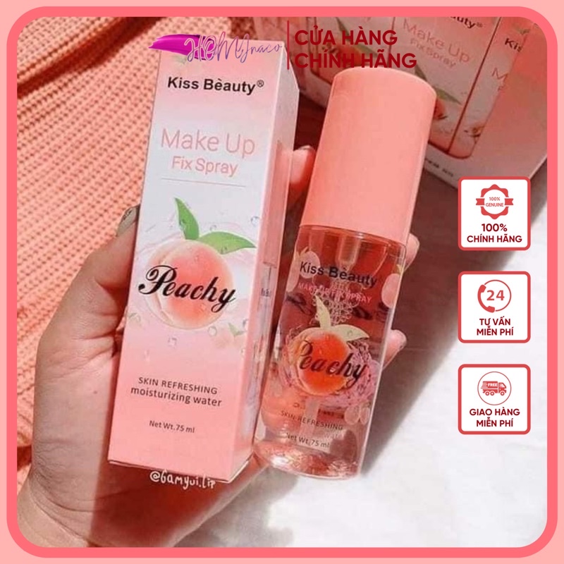 Xịt Khoáng Khóa lớp Nền Trang điểm Kiss Beauty Peach