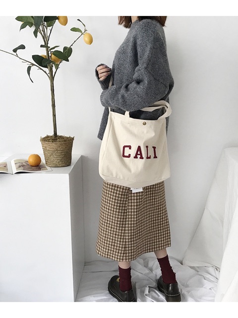 Túi tote túi vải canvas đeo chéo ( CALI ) kèm ảnh thật