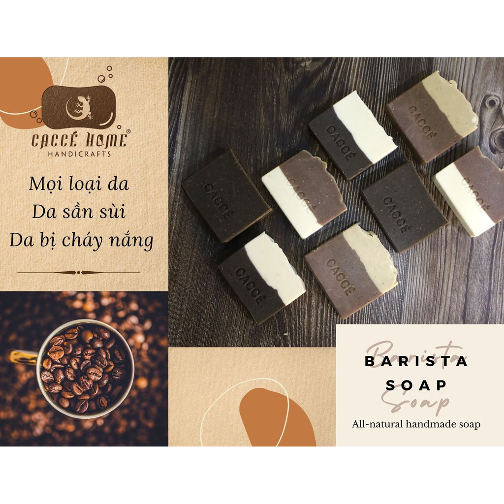 Xà phòng phục hồi da cháy nắng Cà phê Cám gạo Barista Caccé Home (Xà phòng thiên nhiên Handmade ) | BigBuy360 - bigbuy360.vn