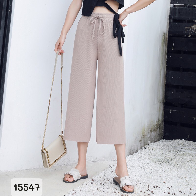 SALE Quần culottes BIGSIZE ống suông lưng thun 15547