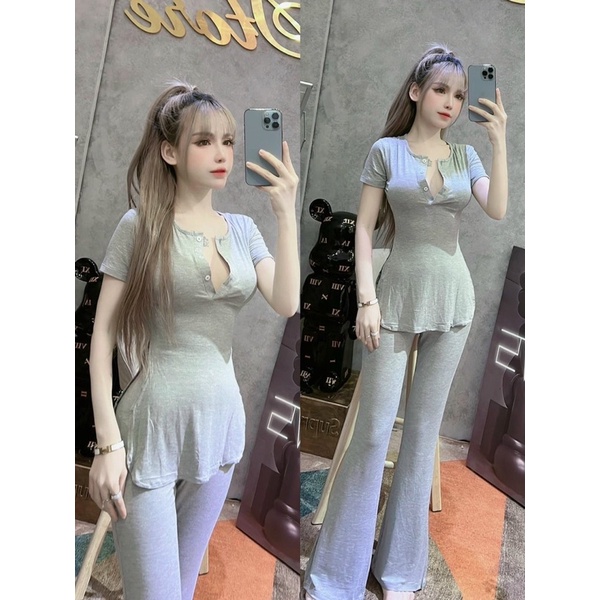 sét vạt bầu quần ống loe
