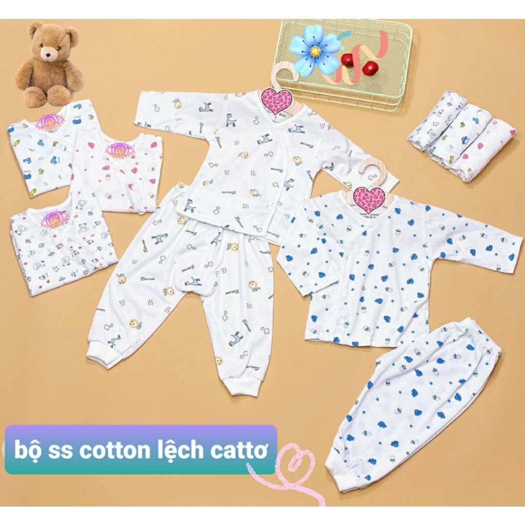 Đồ sơ sinh bé gái bé trai Bộ quần áo sơ sinh cho bé chất cotton, quần đáp đũng cho bé