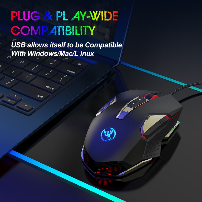 Chuột LED RGB 8000 DPI Gaming Mouse HXSJ X200