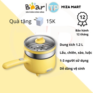 Nồi điện đa năng Bear cao cấp DRG - C12S1, dung tích 1.2 lít, chức năng nấu lẩu, chiên xào, hấp, luộc, nồi nấu mini