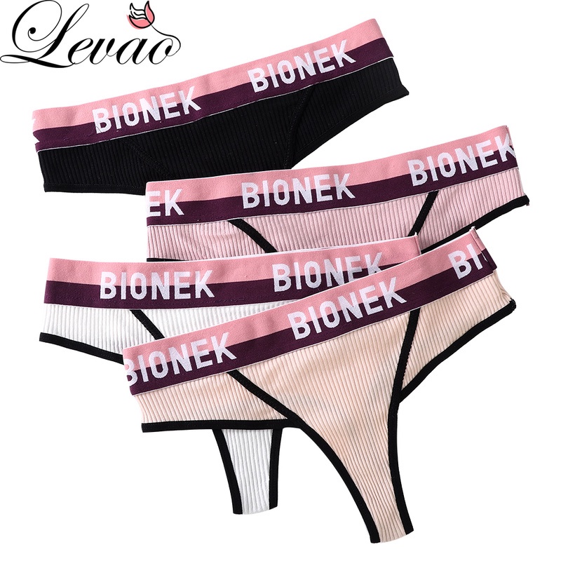 Quần Lót Levao Bằng Cotton Lưng Thấp In Chữ Gợi Cảm Cho Nữ