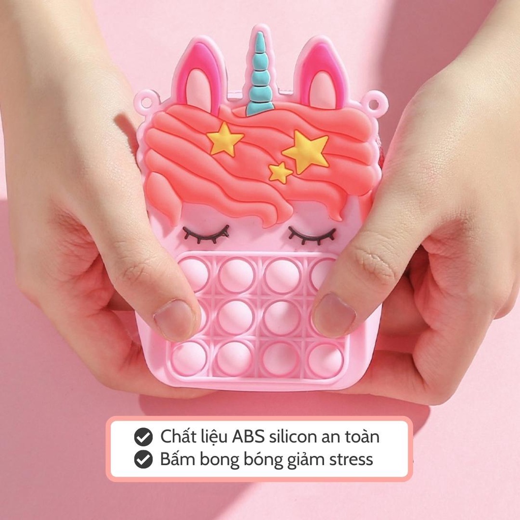 Túi POPIT đeo chéo ngựa kỳ lân cho bé chất liệu silicon bóp bong bóng giảm căng thẳng - TÚI PONY 1
