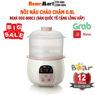Nồi Nấu Cháo cho Bé, Nồi Nấu Chậm đa năng kèm lồng hấp 1L Bear DDZ-B08C1 (bảo hành chính hãng 12tháng)