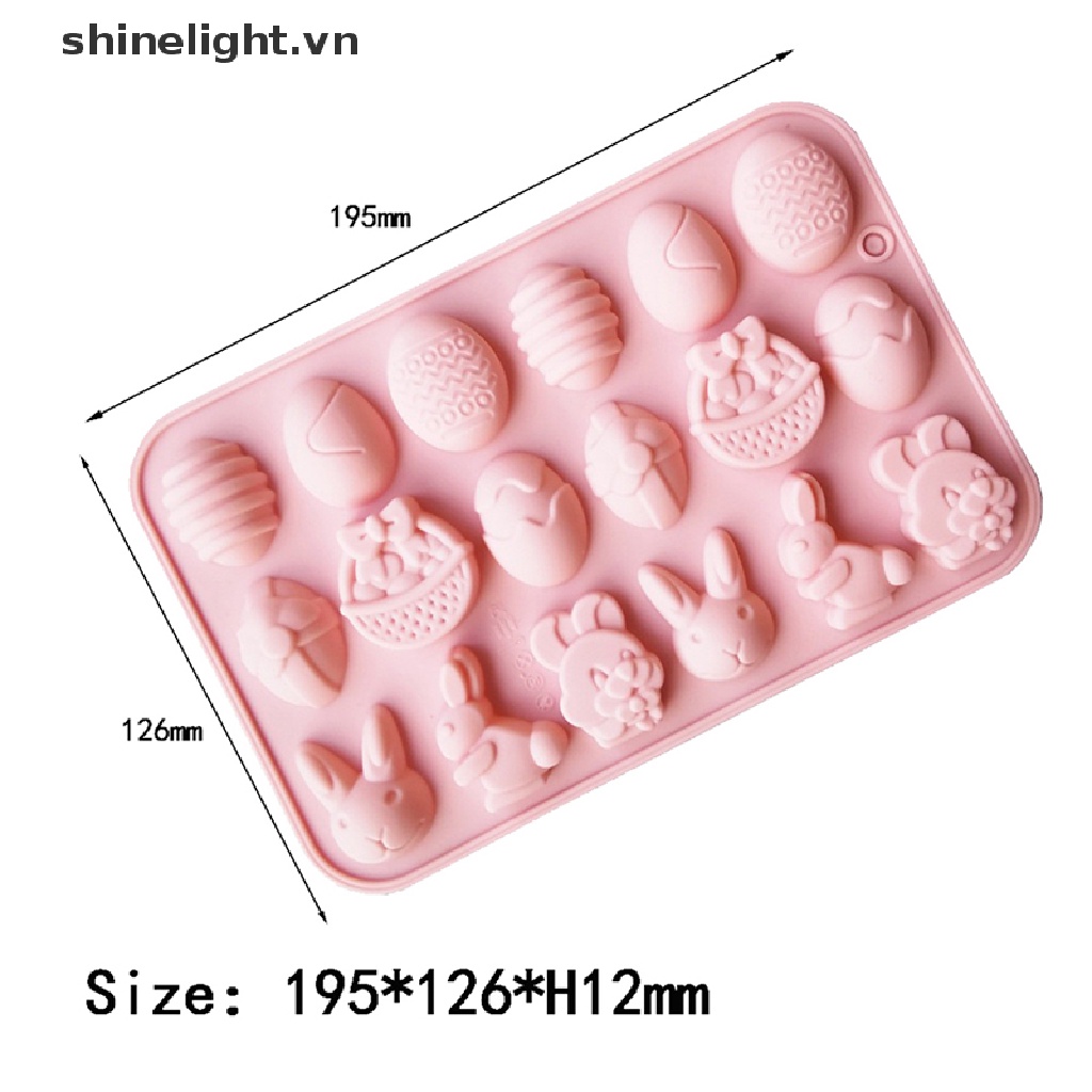 [shinelight] Khuôn Silicon Làm Bánh Kẹo Sô Cô La Hình Thỏ Phục Sinh Nhiều Màu [VN]