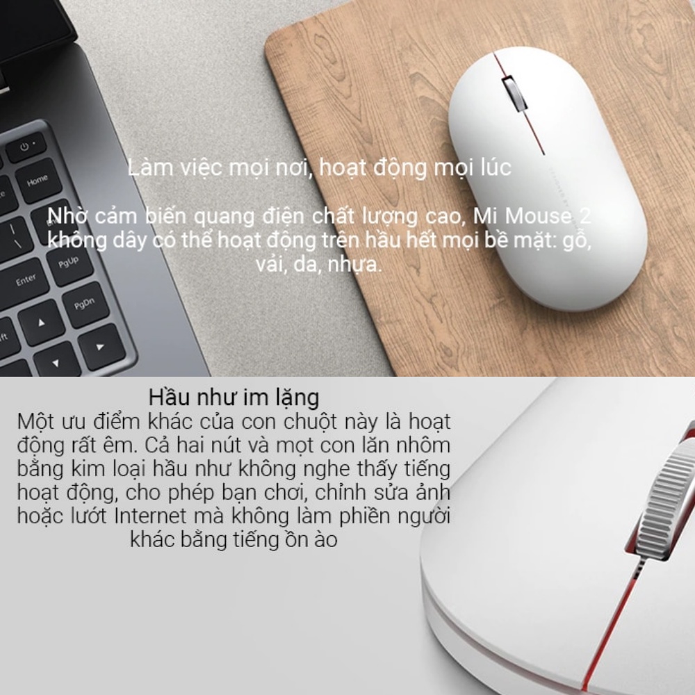 Chuột Không Dây Xiaomi Mi Dual Mode Wireless Mouse Silent Edition Chuột Gaming Bluetooth 4.2 Không Tiếng Ồn