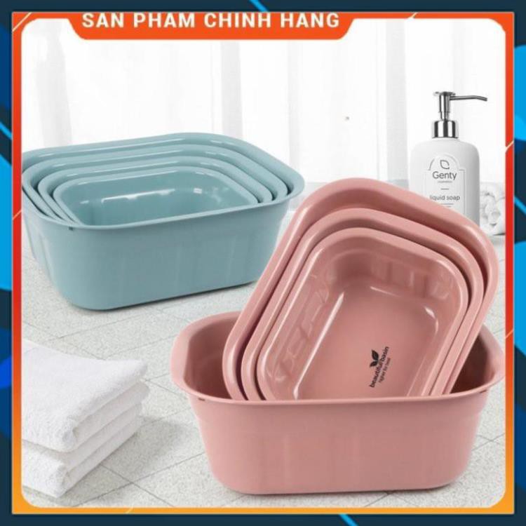 CHÍNH HÃNG - Chậu nhựa trơn hình chữ nhật đa năng,thau nhựa trơn hình chữ nhật đủ size,đủ màu