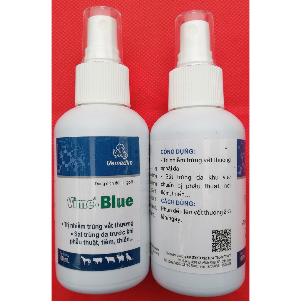 1 lọ Vime - Blue 100ml Chuyên dùng cho nhiễm trùng vết thương ngoài da, loét da, loét do LMLM