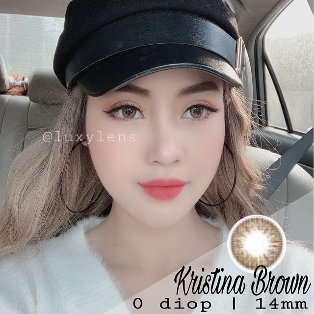 [ Ảnh Thật ] Lens Kristina Brown 0 Độ 14mm LUXY LENS HÀN QUỐC - Có Bảo Hành