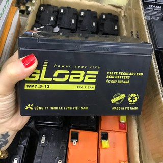 HOT-Ác quy chì khô GLOBE 12v 7,5A