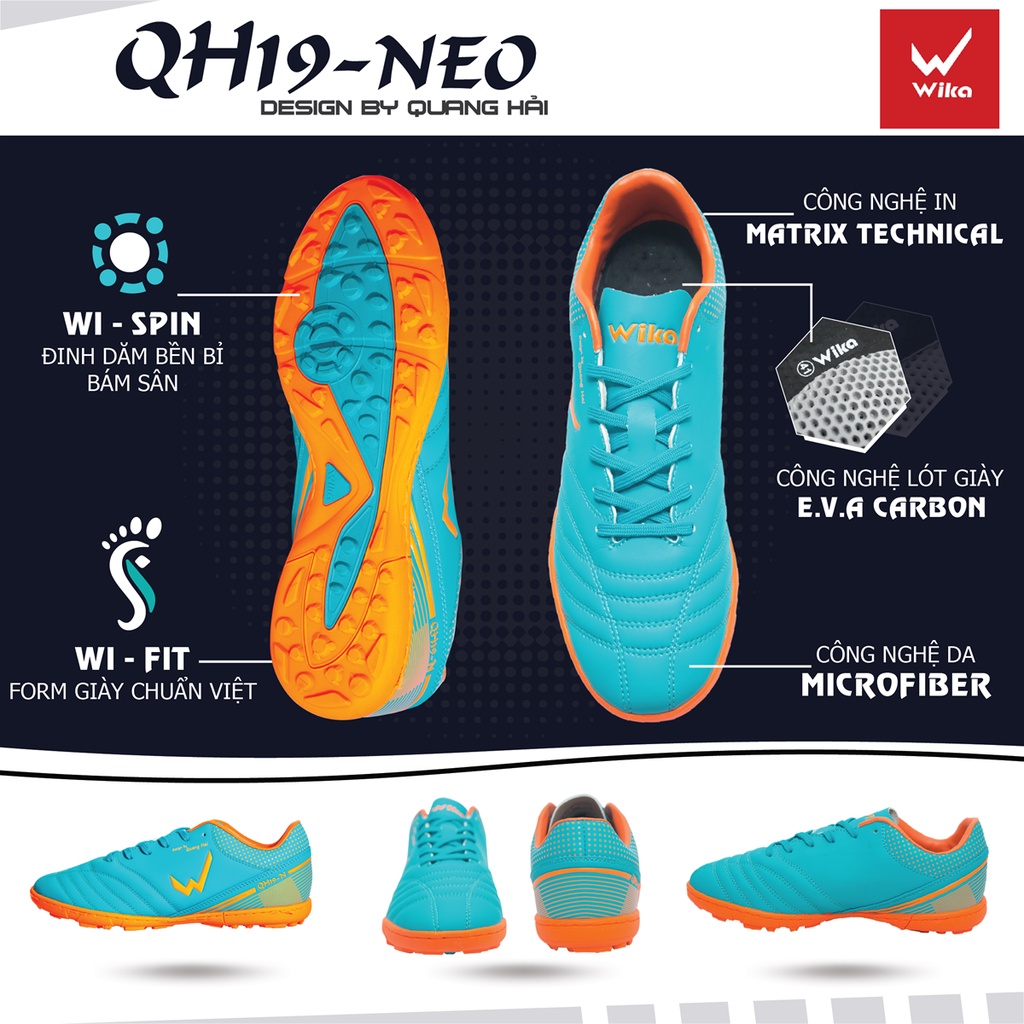 giày đá bóng wika qh19 tặng kèm tất băng cao su