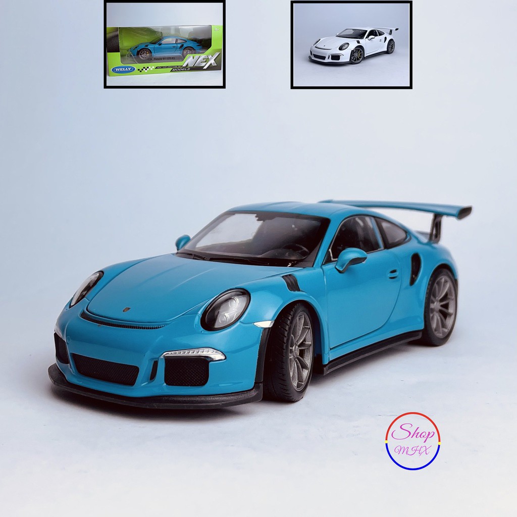 Xe mô hình sắt Porsche GT3 RS tỉ lệ 1:24 hãng Welly Tặng kèm bộ biển số