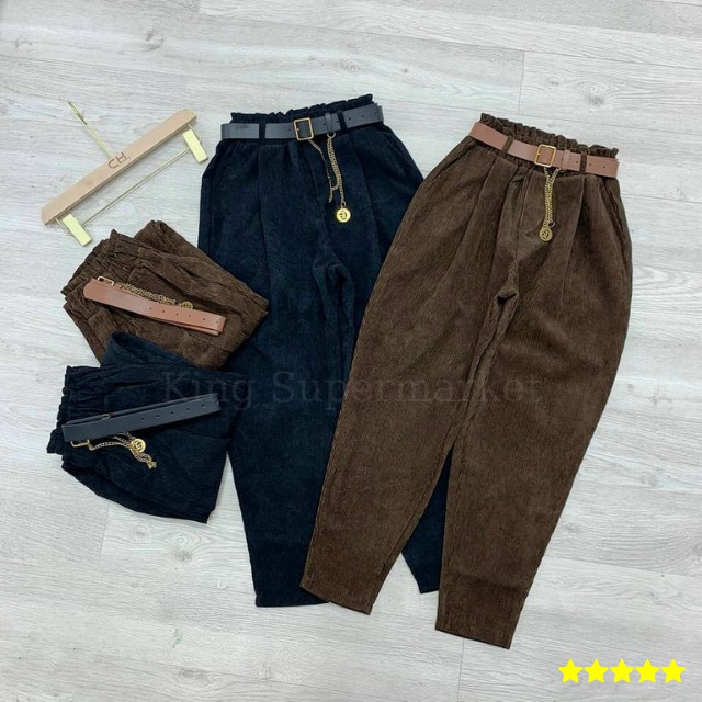 [Free Ship]Quần baggy vải nhung mềm mại cao cấp, quần nhung thoáng nhẹ siêu đẹp