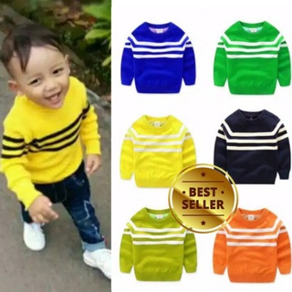 Áo Sweater Dệt Kim Kẻ Sọc Xinh Xắn Cho Bé 1-3 Tuổi