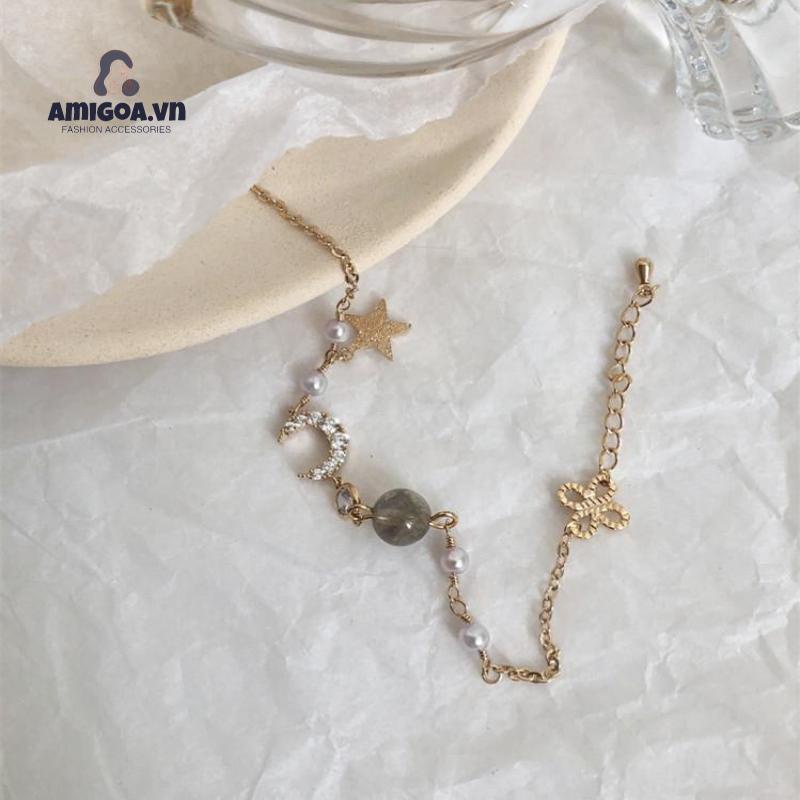 ✨✨ Vòng đeo tay mặt hình ngôi sao/mặt trăng dễ thương phong cách Hàn Quốc cho nữ