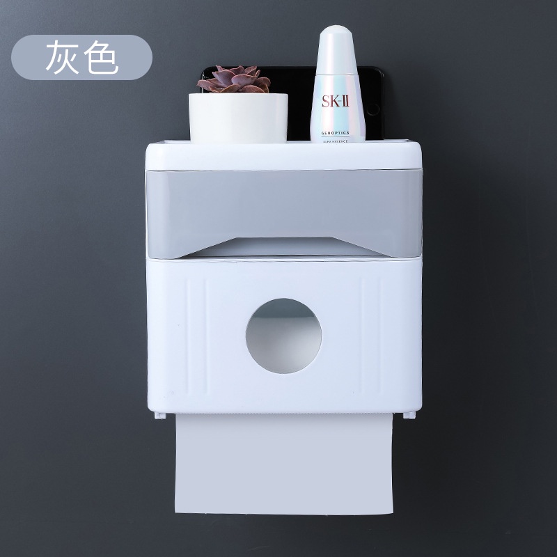 Hộp Đựng Khăn Giấy Cuộn Gắn Tường Nhà Vệ Sinh Không Đục Lỗ Chống Thấm Nước