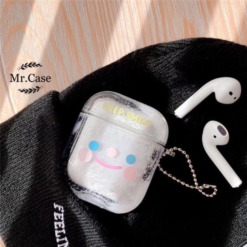 Case Airpods 1/2 Pro Vỏ Ốp Đựng Tai Nghe Mặt Cười Long Lanh Bling Bling Kim Tuyến