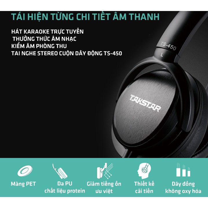 【Chính hãng】Tai nghe kiểm âm Takstar TS-450, Tai Nghe Kiểm Âm Màng Loa Lớn 40mm, Thiết Kế Over Ear, BẢO HÀNH 12 THÁNG