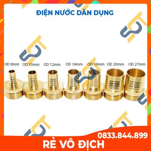 Ren ngoài 1/2 (21) đuôi chuột nối ống mềm - Đồng thau (Brass airline fitting female hose connector, béc búp RN)