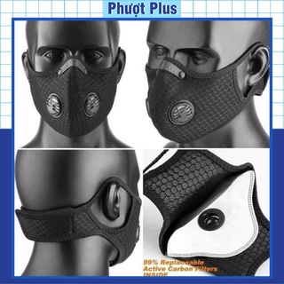 Khẩu trang phượt đeo qua đầu poc lọc bụi - kèm 2 tấm lọc