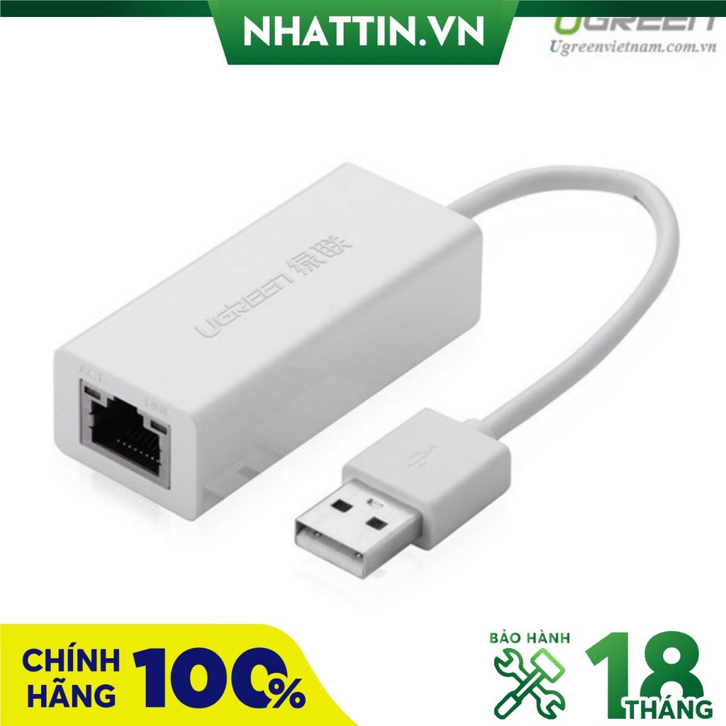 Cáp USB to Lan 2.0 hỗ trợ Ethernet 10/100 Mbps chính hãng Ugreen 20253