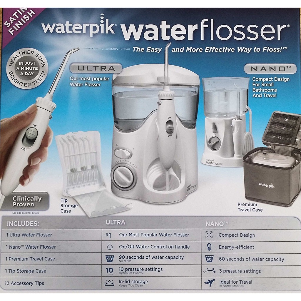 [SALE] Set 2 máy tăm nước Waterpik Ultra và Waterpik Plus kèm bộ 12 đầu xịt - hàng chính hãng