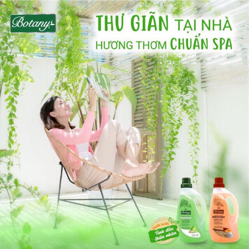 Nước lau sàn BOTTANY tinh dầu thiên nhiên lau sàn gỗ cam quế và spa sả chanh 1,2L