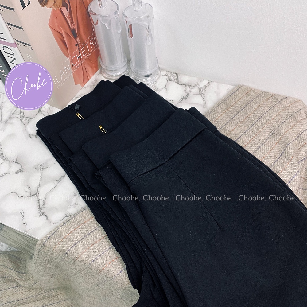 Quần ống loe Choobe nữ lưng cạp cao co giãn form đẹp legging bigsize vải Umi Hàn dày dặn dáng dài Q25