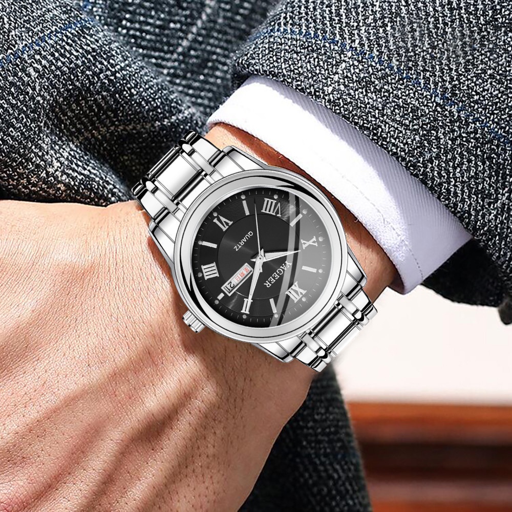 Sang Trọng Đồng Hồ Nam Bằng Thép Không Gỉ Hiển Thị Ngày | BigBuy360 - bigbuy360.vn