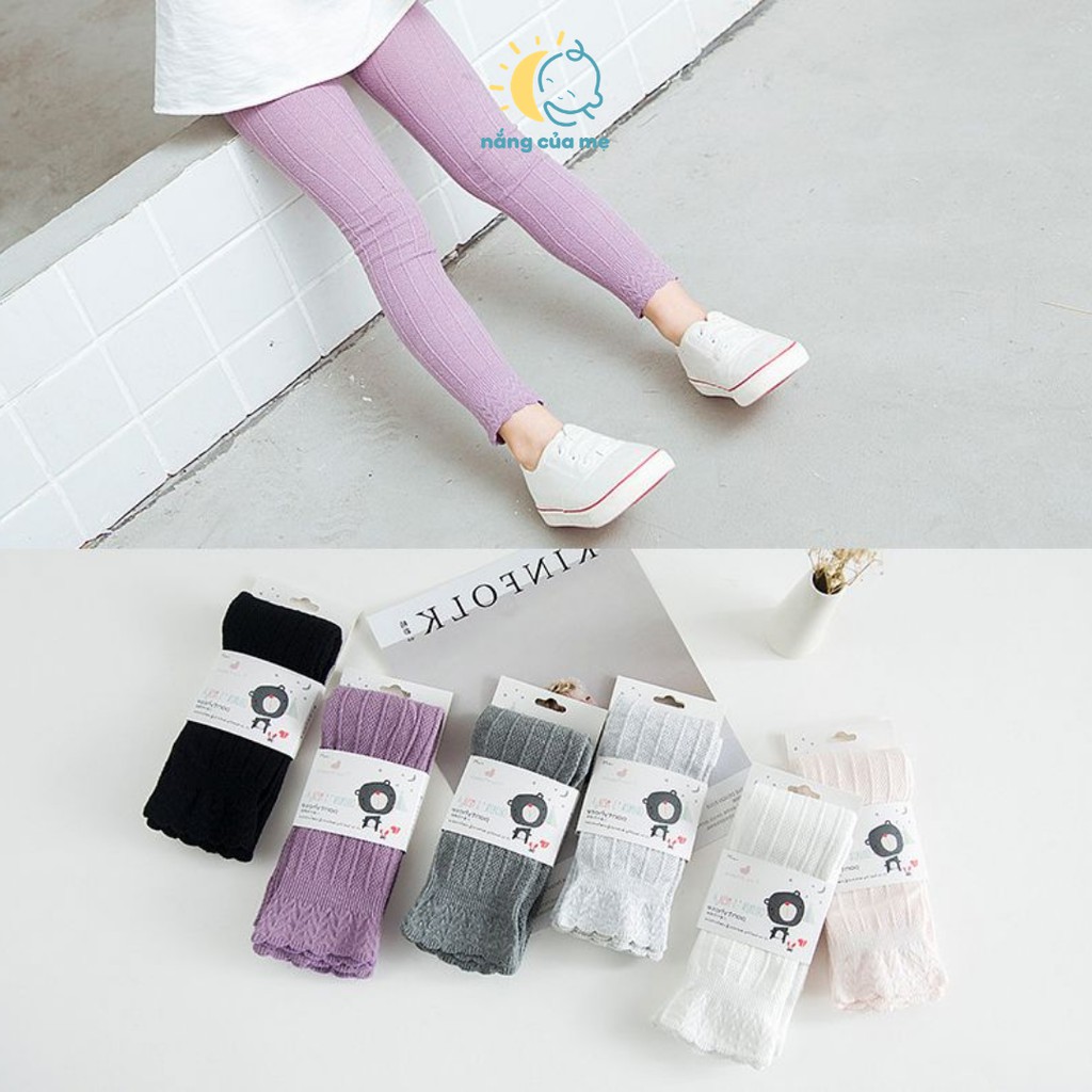 Quần legging cho bé dệt ren có giãn, quần tất cotton quần dài chống muỗi, chống nắng - Nắng của mẹ_QTHOA