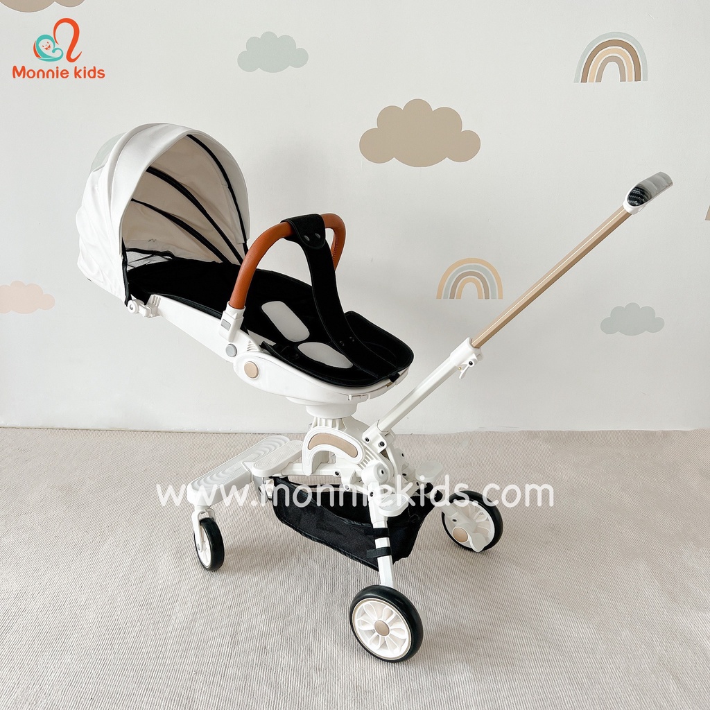 Xe đẩy gấp gọn 2 chiều cho bé Monmon 360 độ, xe đẩy du lịch đa năng siêu nhẹ - Monnie Kids