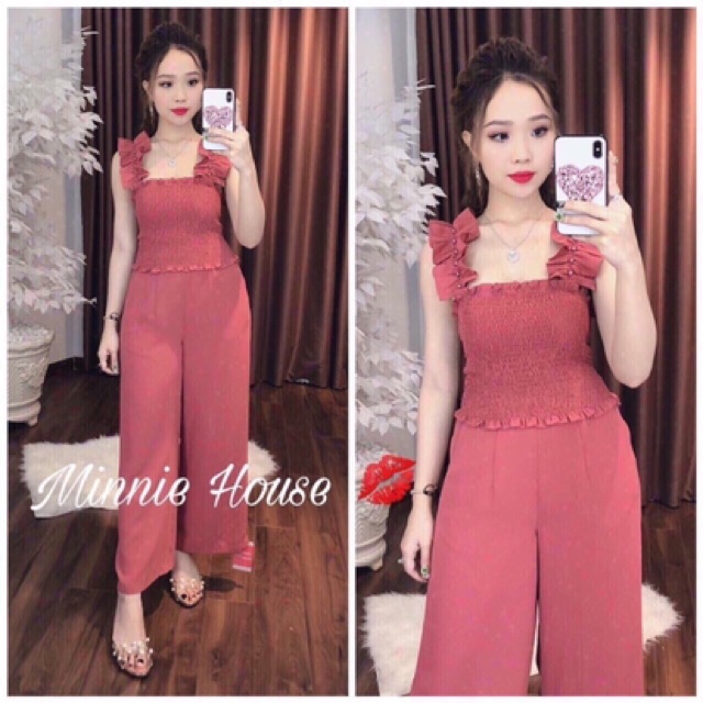 Sét Áo Hai Dây Nhún Quần Ống Rộng | BigBuy360 - bigbuy360.vn