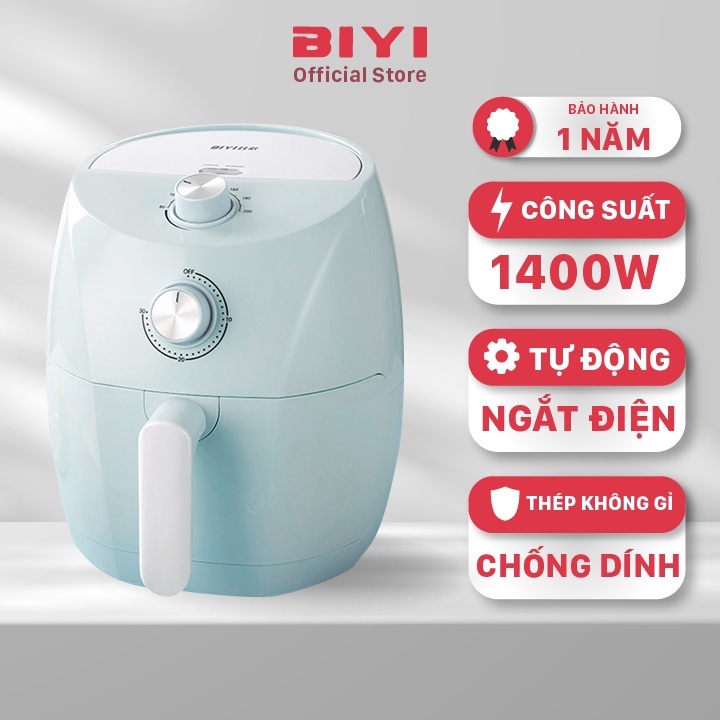 Nồi Chiên Không Dầu BIYI AF-611 4L 1400W thép không gỉ, chống dính - Tự động ngắt điện, an toàn - BH 12 tháng