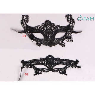 Mặt nạ dạ hội che nửa mặt ren đen HLW-MN-34