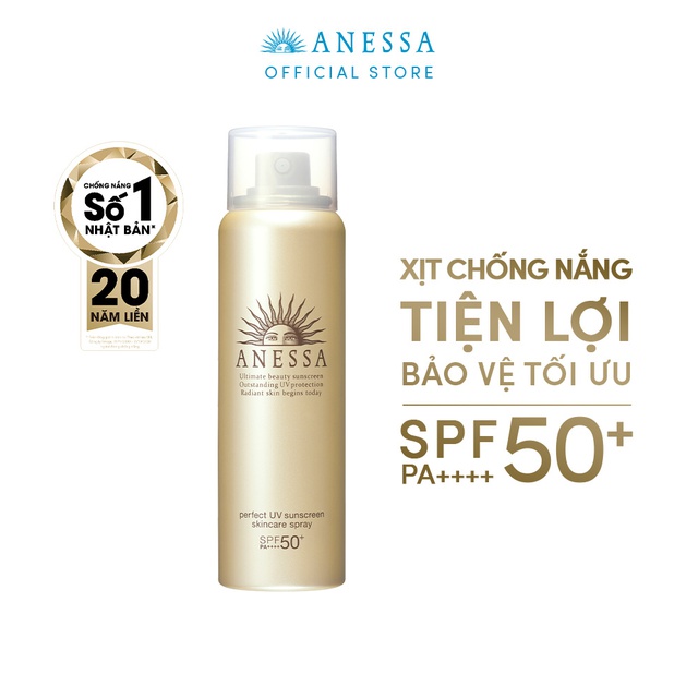 Bộ đôi xịt và sữa chống nắng Anessa(Perfect UV Gold Spray 60g+ Gold Milk 60ml)