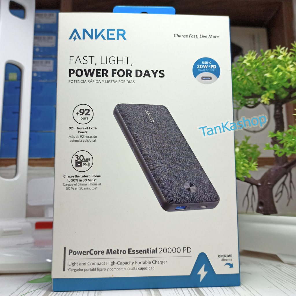 Pin Sạc Dự Phòng Anker PowerCore Essential 20.000mAh - A1287, Sạc Nhanh 20W PD Cho iPhone