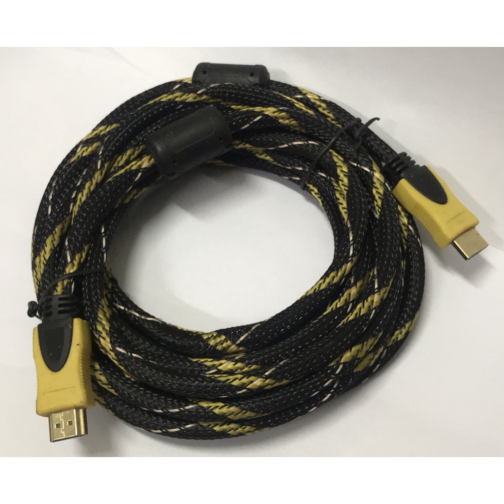 Dây cáp HDMI nguyên chất đồng 4k(19+1 lõi đồng) bọc lưới cao cấp 5M ( vàng đen)