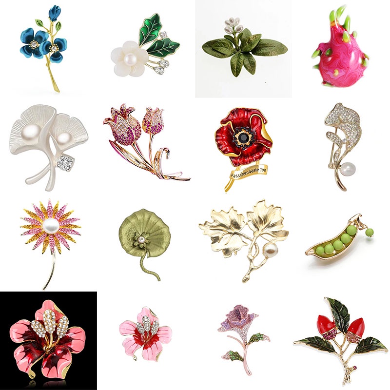 Thời Trang Ghim Cài Áo Hình Bình Hoa Đính Đá Thiết Kế Tinh Tế