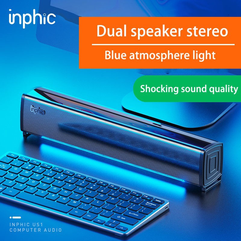 Loa mini có dây Inphic US1 Âm thanh vòm stereo ánh sáng LED xung quanh cho máy tính bàn máy laptop tivi