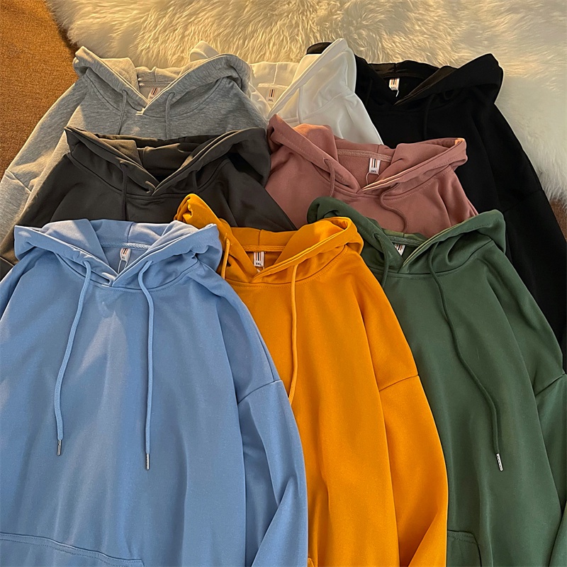 SUXI Áo Hoodie Dáng Rộng Màu Sắc Đơn Giản Phong Cách Hàn Quốc Cho Nữ