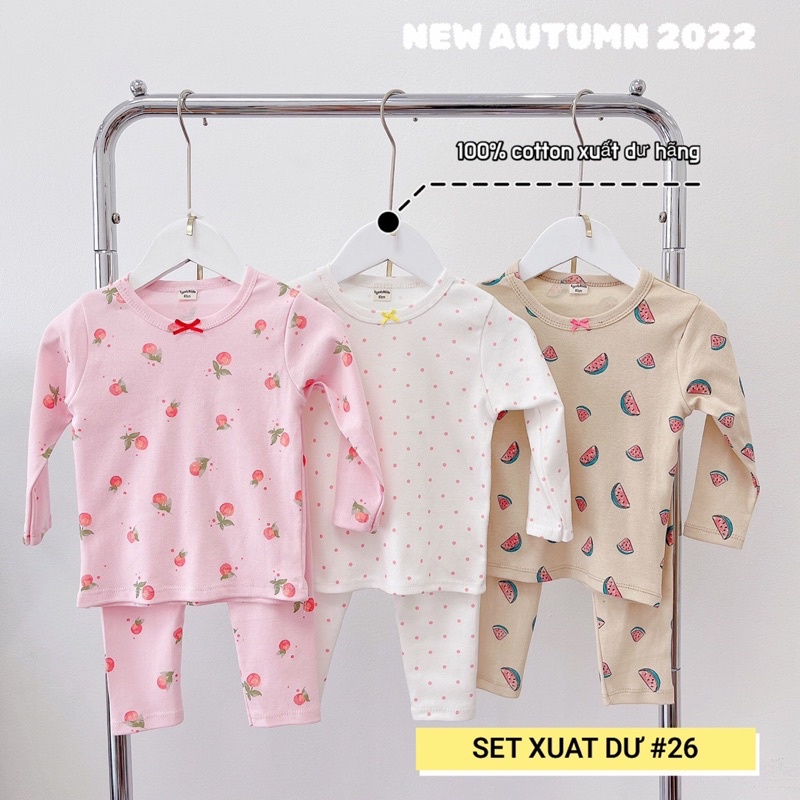 [Combo xuất dư] Combo set 3 bộ chất cotton dày cho bé gái
