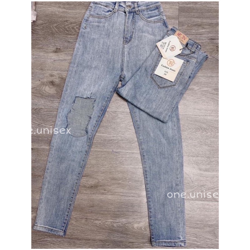 Quần jeans RÁCH Ô ôm body lưng siêu cao